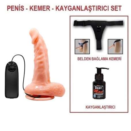 17 cm Belden Bağlamalı Gerçekçi Titreşimli Dildo Vibratör Penis - BDM8018AB