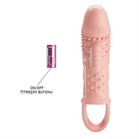 2,5 cm Dolgu Uzatmalı Titreşimli Penis Kılıfı Prezervatif Vibratör - BDM2624
