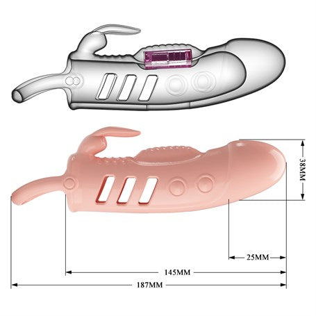 2,5 cm Dolgu Uzatmalı Titreşimli Penis Kılıfı Prezervatif Vibratör - BDM2643