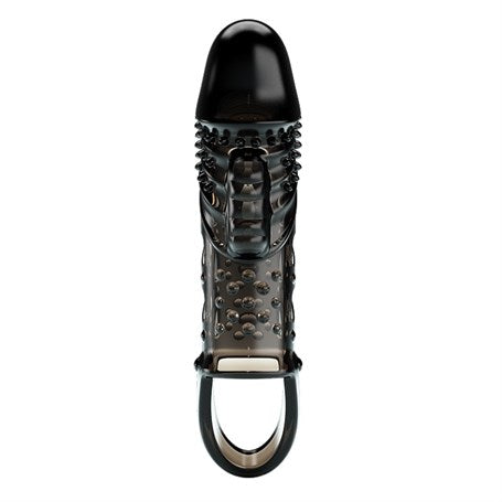 2,5 cm Dolgu Uzatmalı Titreşimli Zenci Penis Kılıfı Prezervatif Vibratör - BDM2642