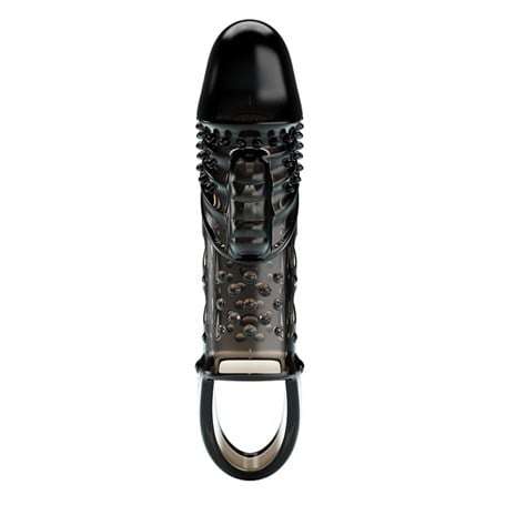 2,5 cm Dolgu Uzatmalı Titreşimli Zenci Penis Kılıfı Prezervatif Vibratör - BDM2642