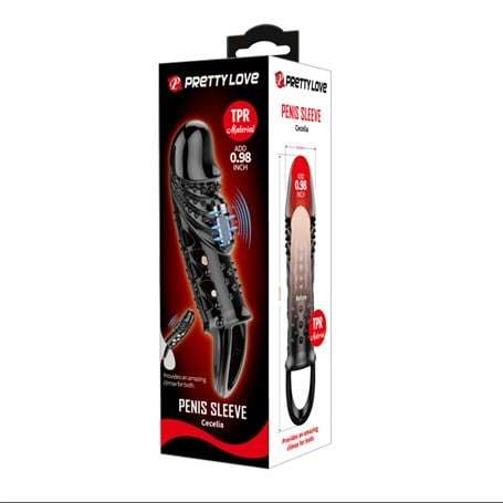 2,5 cm Dolgu Uzatmalı Titreşimli Zenci Penis Kılıfı Prezervatif Vibratör - BDM2642