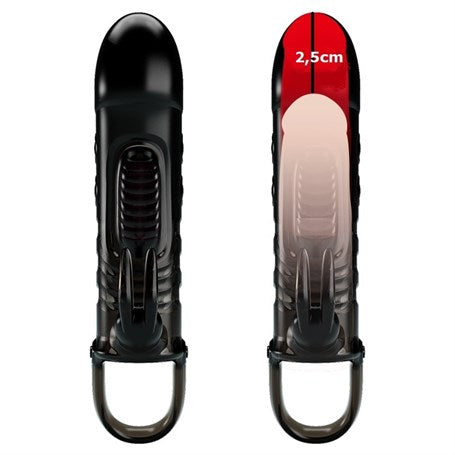2,5 cm Dolgu Uzatmalı Titreşimli Zenci Penis Kılıfı Prezervatif Vibratör - BDM2641