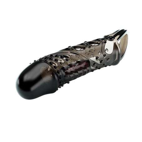 2,5 cm Dolgu Uzatmalı Titreşimli Zenci Penis Kılıfı Prezervatif Vibratör - BDM2642