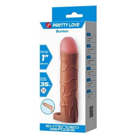 16,5 cm 2,5 cm Dolgulu Premium Melez Rengi Silikon Penis Kılıfı - Bunion - BDM1401
