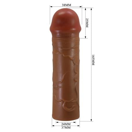 16,5 cm 2,5 cm Dolgulu Premium Melez Rengi Silikon Penis Kılıfı - Nile - BDM1400