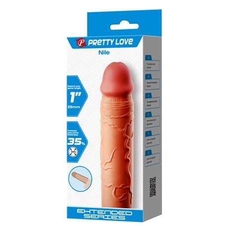 16,5 cm 2,5 cm Dolgulu Premium Ten Rengi Silikon Penis Kılıfı - Nile - BDM1389