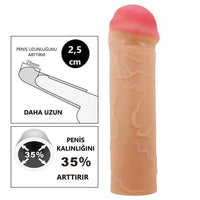 2,5 cm Dolgulu Premium Ten Rengi Silikon Penis Kılıfı - Nile - BDM1389