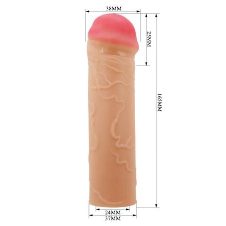 16,5 cm 2,5 cm Dolgulu Premium Ten Rengi Silikon Penis Kılıfı - Nile - BDM1389