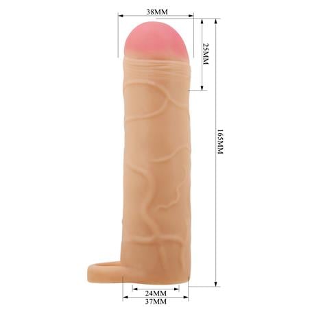 16,5 cm 2,5 cm Dolgulu Premium Ten Rengi Silikon Penis Kılıfı - Bunion - BDM1390