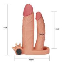 2,5 cm Uzatmalı Çiftli İçi Boş Titreşimli 18 cm Çatal Dildo Penis Kılıfı - LV314100