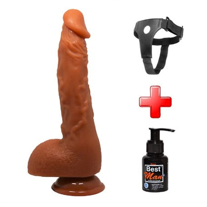 25,2 cm Realistik Vantuzlu Melez Dildo Penis + Kemer + Kayganlaştırıcı Hediyeli - BDM8041B