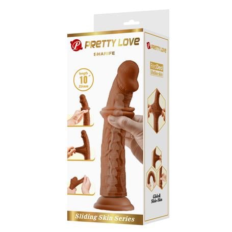 25,4 cm Yeni Nesil Çift Katmanlı Realistik Vantuzlu Testissiz Melez Dildo Penis - Sharife - BDM1509