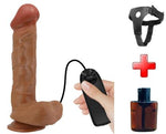 26 cm Belden Bağlamalı Çift Katmanlı Gerçekçi Titreşimli Dildo Vibratör Penis - BDM1368B