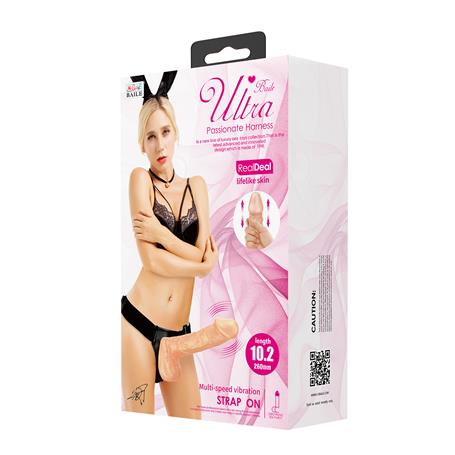 26 cm Belden Bağlamalı İçi Dolu Titreşimli Büyük Strapon Penis - BDM1256