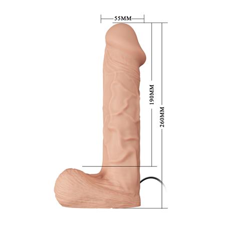 26 cm Belden Bağlamalı İçi Dolu Titreşimli Büyük Strapon Penis - BDM1256