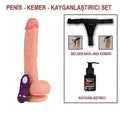 26 cm Belden Bağlamalı Titreşimli Realistik Dildo Penis Set - BDM10014VB