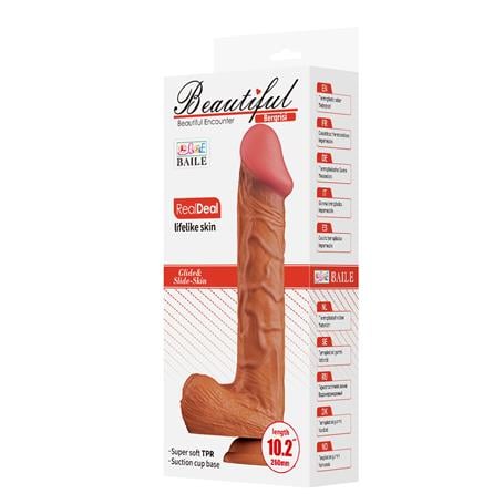 26 cm Yeni Nesil Çift Katmanlı Realistik Vantuzlu Melez Dildo Penis - Berkrisi - BDM1519
