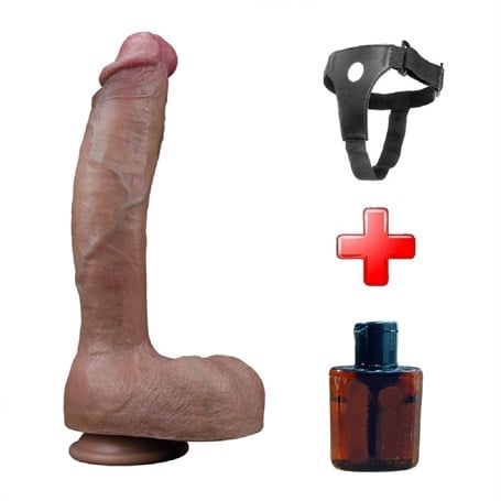%40 İndirim – 27 cm Belden Bağlamalı Yeni Nesil Çift Katmanlı Gerçekçi Kalın Dildo Penis - CA-LV411052B