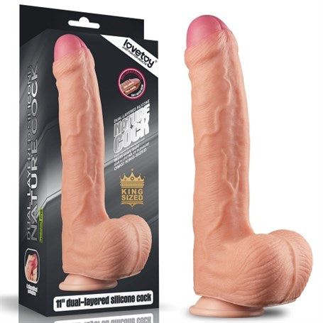 28 cm Belden Bağlamalı Yeni Nesil Çift Katmanlı Realistik Dildo Penis - LV411011B