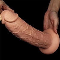 28 cm Gerçekçi 10 Titreşimli Testissiz Dildo Vibratör Penis - CA-LV111121B