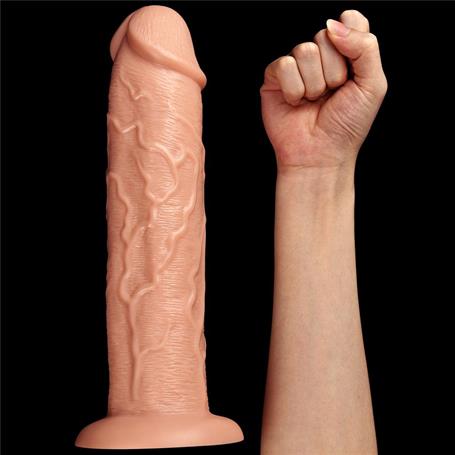 Belden Bağlamalı 28 cm Gerçekçi 10 Titreşimli Testissiz Dildo Vibratör Penis - LV111121B
