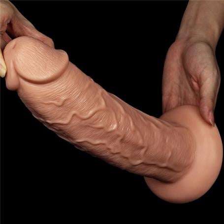Belden Bağlamalı 28 cm Gerçekçi Testissiz Kalın Dildo Penis - LV111012B