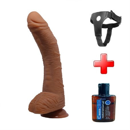 28,2 cm Belden Bağlamalı Gerçekçi Kalın Dildo Penis - Alex - BDM8037B
