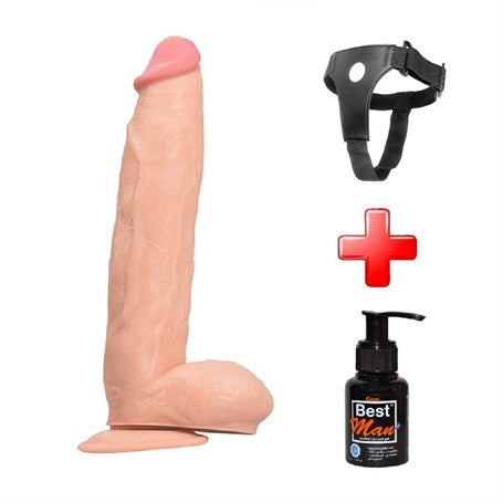 31 cm Belden Bağlamalı Vantuzlu Realistik Penis Anal Vajinal Dildo - PX048B