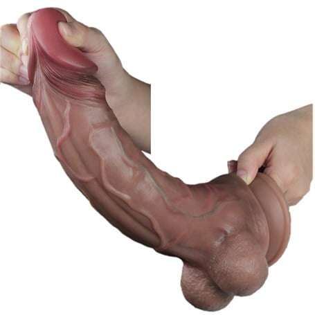 29,5 cm Belden Bağlamalı Yeni Nesil Çift Katmanlı Gerçekçi Kalın Dildo Penis - LV411054B