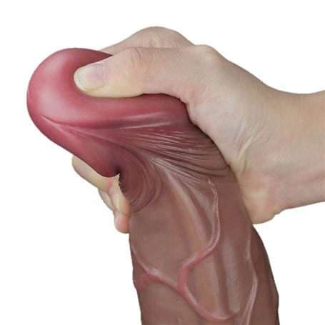 29,5 cm Belden Bağlamalı Yeni Nesil Çift Katmanlı Gerçekçi Kalın Dildo Penis - LV411054B