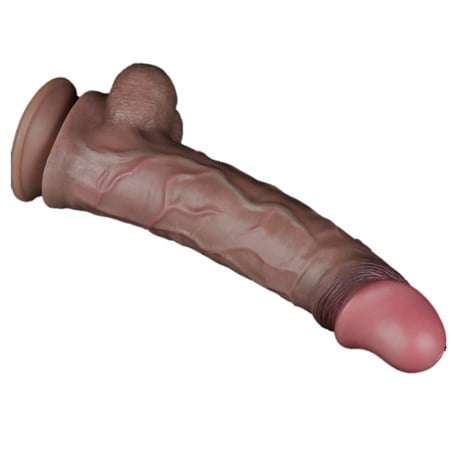 29,5 cm Belden Bağlamalı Yeni Nesil Çift Katmanlı Gerçekçi Kalın Dildo Penis - LV411054B