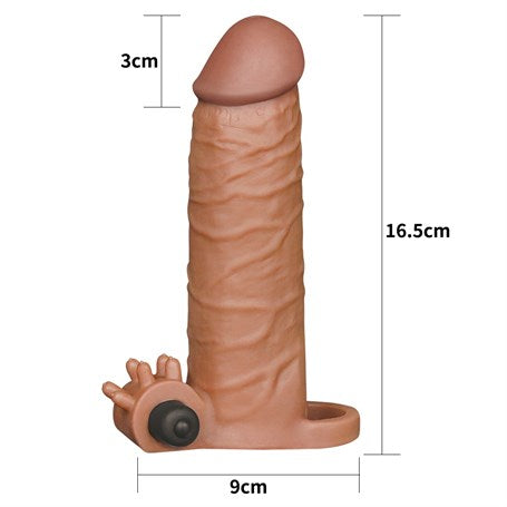 16,5 cm 3 cm Uzatmalı Realistik Titreşimli Penis Kılıfı Melez XTender - LV1061B