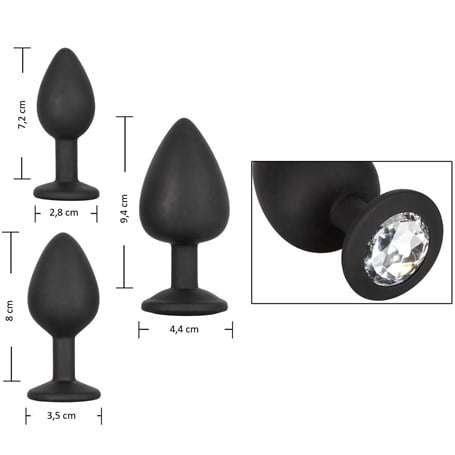 3 Parçalı Mücevherli Anal Plug Seti - BDM009S