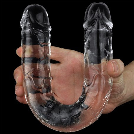 30 cm Şeffaf Çift Taraflı Realistik Dildo Anal Vajinal Penis - LV310018
