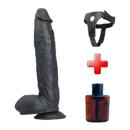 31 cm Belden Bağlamalı Vantuzlu Realistik Zenci Penis Anal Vajinal Dildo - CA-PX048SB