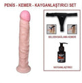 24 cm Belden Bağlamalı Realistik Testissiz Dildo Penis Set - U6035B