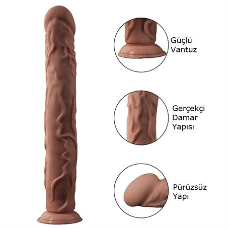 35 cm Belden Bağlamalı Gerçekçi Uzun & Kalın Dildo Penis - BDM1141B