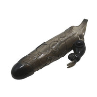 3,5 cm Uzatmalı Titreşimli Klitoris Uyarıcılı Zenci Penis Kılıfı - B1209