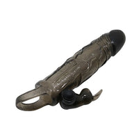 3,5 cm Uzatmalı Titreşimli Klitoris Uyarıcılı Zenci Penis Kılıfı - B1209