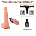 21 cm Belden Bağlamalı Titreşimli Realistik Dildo Penis Set - BDM10007VB