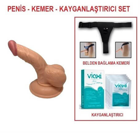 13 cm Belden Bağlamalı Realistik Anal Vajinal Dildo Penis Set - PX033B