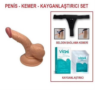 🏷️ [DEV İNDİRİM] %38 İndirim – 13 cm Belden Bağlamalı Realistik Anal Vajinal Dildo Penis Set - CA-PX033B
