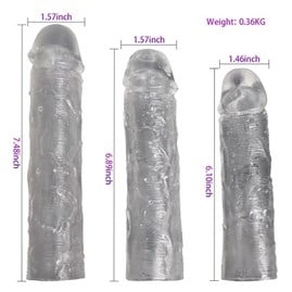 Ucu Dolgulu Uzatmalı 3'lü Şeffaf Penis Kılıfı Seti - U6142