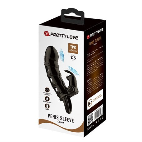 4 cm Dolgu Uzatmalı 10 Titreşimli Zenci Penis Kılıfı Prezervatif Vibratör - BDM2639