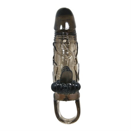 4 cm Uzatmalı Anal Vajinal ve Klitoral Uyarıcılı Titreşimli Penis Kılıfı - B1208