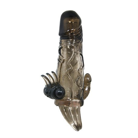 4 cm Uzatmalı Anal Vajinal ve Klitoral Uyarıcılı Titreşimli Penis Kılıfı - B1208