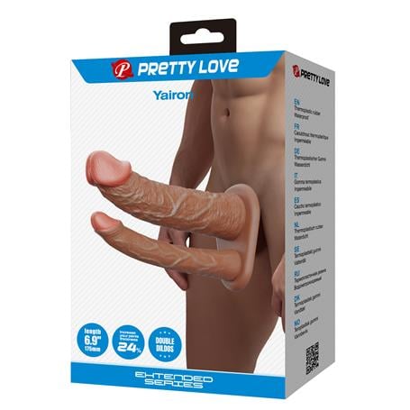 4 cm Uzatmalı Çiftli İçi Boş 17,5 cm Çatal Dildo Penis Kılıfı - Yairon - BDM1430