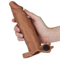 19 cm 4 cm Uzatmalı Realistik Titreşimli Penis Kılıfı Melez XTender - LV1063B