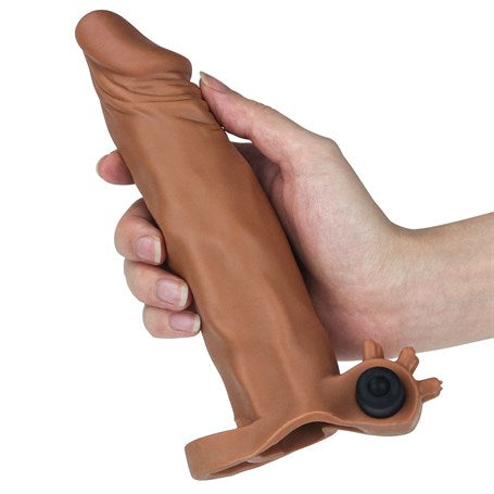 4 cm Uzatmalı Realistik Titreşimli Penis Kılıfı Melez XTender - LV1063B
